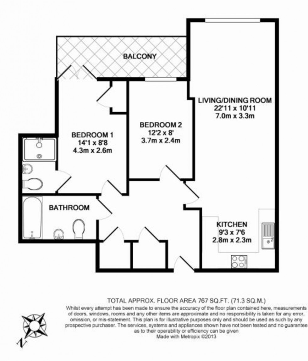 Floorplan for Flat 11 Chobham Court, 136 Upper Chobham Road