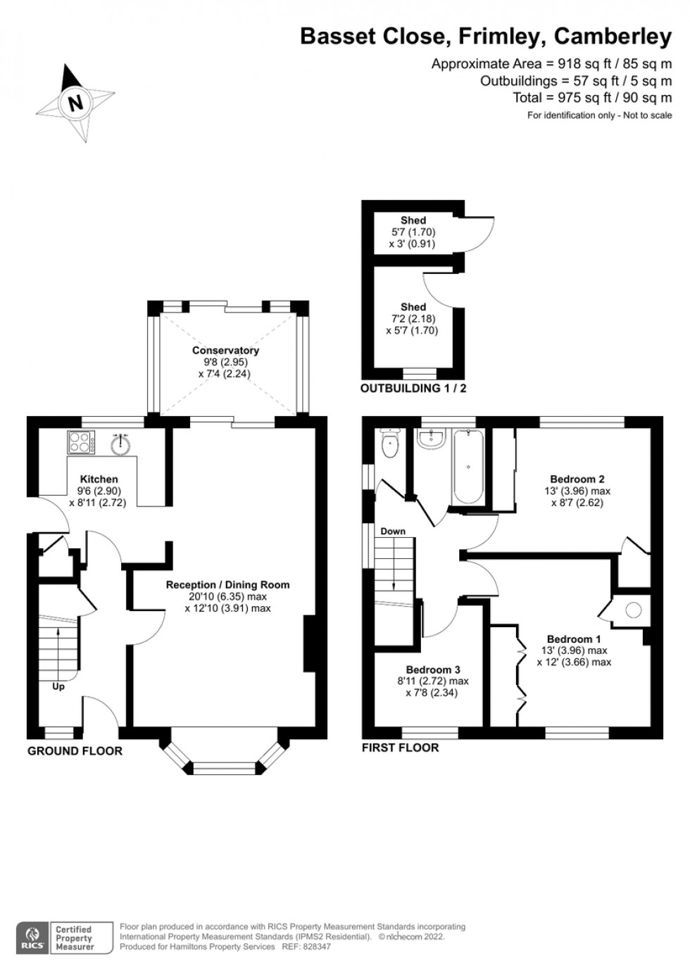 Floorplan for Basset Close, Frimley